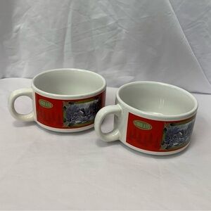 Houston Harvest Currier & Ives Winter‎ Scene Soup Chili Coffee Mugs Set of 2 EUC